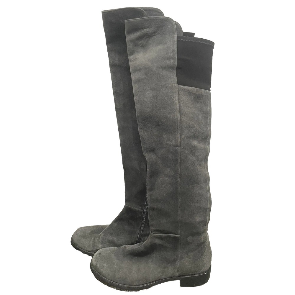 Stuart Weitzman Grey Suede Over the Knee Stretch Back Boots 46549 Womens 7 M
